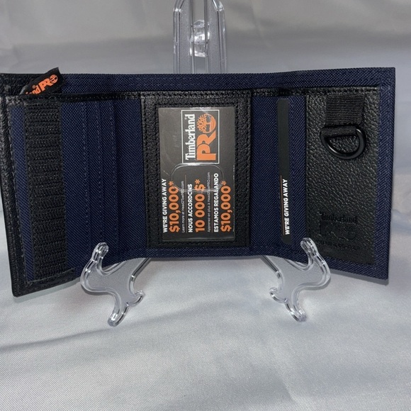 Timberland PRO Men's Leather & Canvas Trifold Wallet Set AP2 Navy - Picture 4 of 8